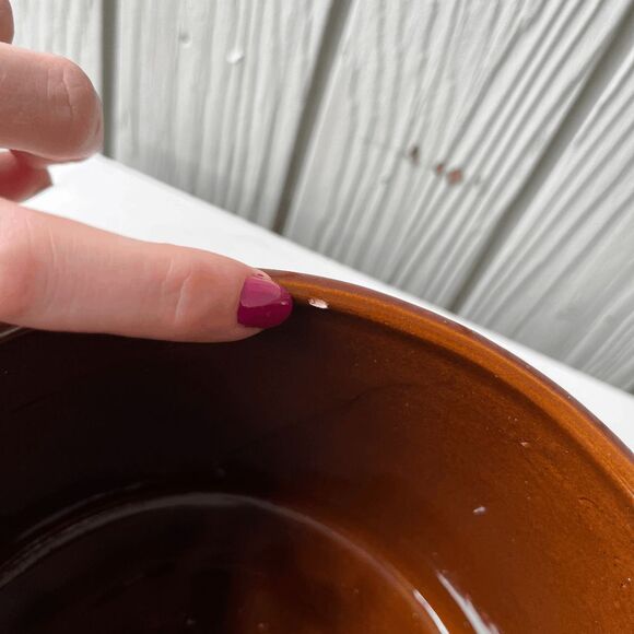 VTG West Bend Brown Glazed Pot Canister Chrome Lid 8.5” Mid Century - Picture 11 of 13